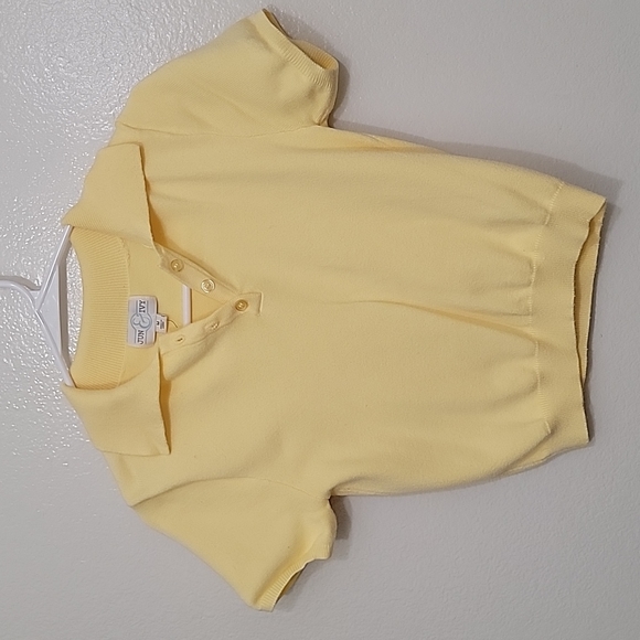 Francesca's Women's Lea Button Front Polo Yellow Crop Sweater - Picture 2 of 8